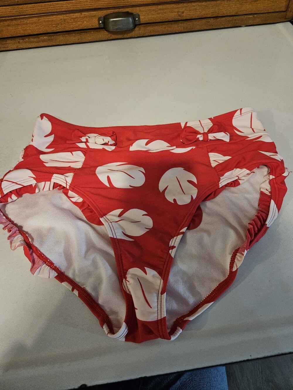 Disney "Lilo" Bikini Bottoms Red Hawaiian Floral Print